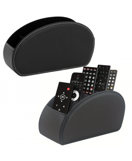 Lean Remote Control Holder 5 Compartments Black Eco-Friendly Leather
