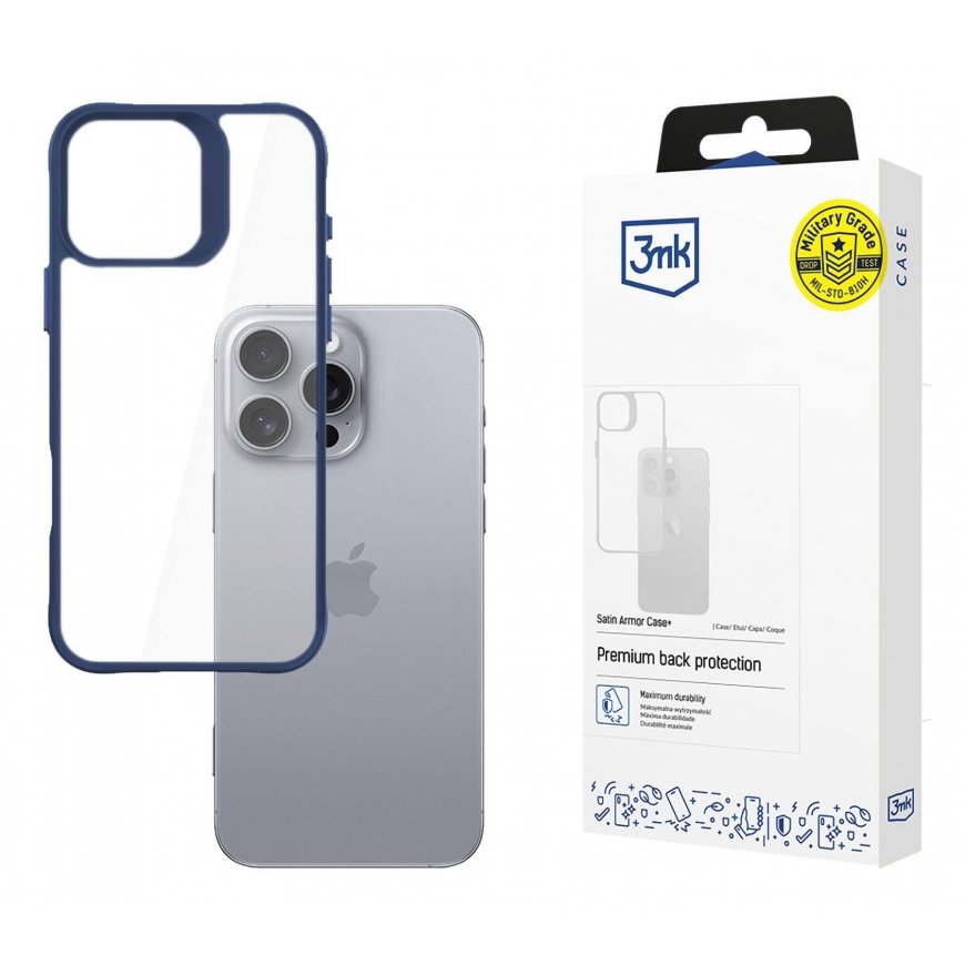 3MK Satin Armor Case+ mobilo telefonu apvalks 17,5 cm (6.9") Aploksne Zils, Caurspīdīgs