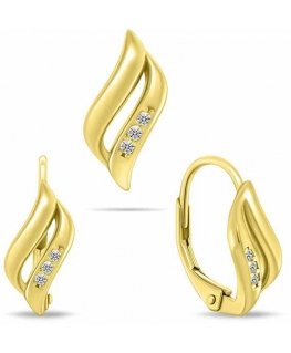 Brilio Silver Beautiful gold-plated jewelry set with zirconia SET292Y (earrings, pendant)