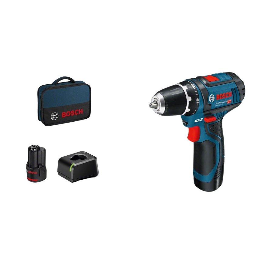 Bosch Akku-Bohrschrauber 12 V Li-Ion 1300 RPM musta, Sininen, Punainen