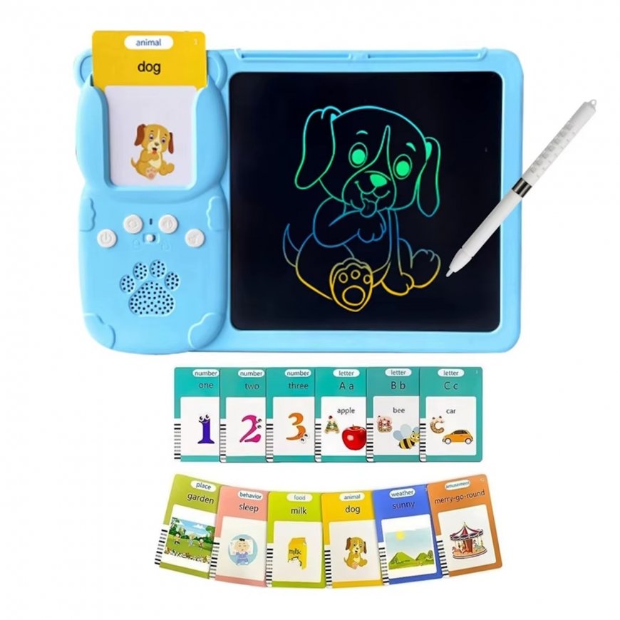 Kiddzy-opiskelupadi, jossa on 112 korttia ja LCD-näyttö, USB-lelu lapsille