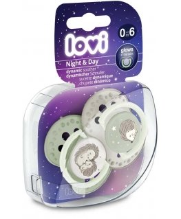 LOVI silicone dynamic pacifiers Night&Day Hedgehog, 0-6M, 2pcs, 22/929