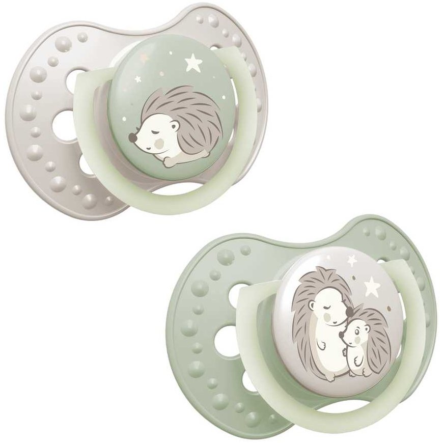 LOVI silicone dynamic pacifiers Night&Day Hedgehog, 0-6M, 2pcs, 22/929 – 2