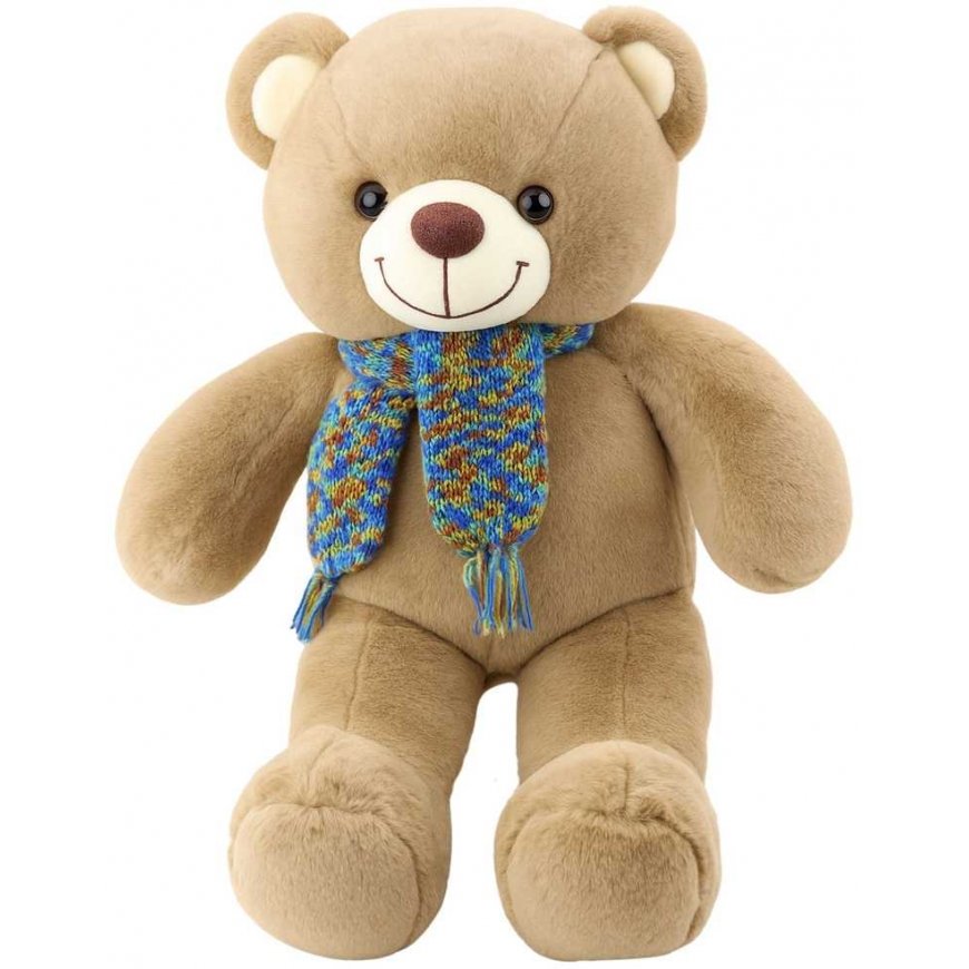 Lean Toys Plušinis lācis ar krāsainu šalli, 55 cm – 3