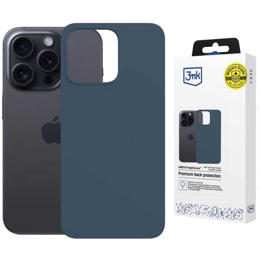 3MK Hardy MagSilicone case for Apple iPhone 15 Pro in blue color