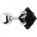 Trolley Steel earring with a black crystal square Trolley Steel earring with a black crystal square