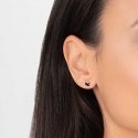 Trolley Steel earring with a black crystal square Trolley Steel earring with a black crystal square