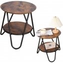 Lean Round Coffee Table with Additional Shelf, 40x42cm