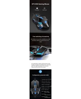 Игровая мышь HP G160 с проводным подключением 800-2400 DPI
