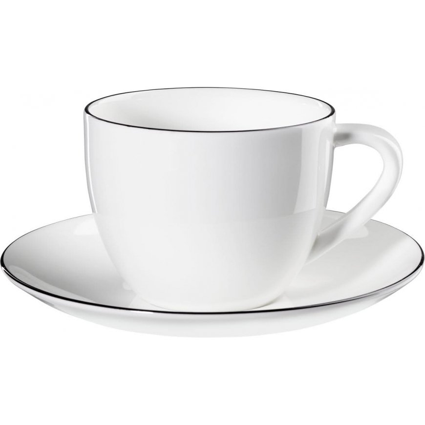 Cappuccino cup with a saucer Asa Selection À Table Ligne Noire, 250 ml – 2