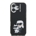 Karl Lagerfeld IML Aquarelle Karl and Choupette case for iPhone 16, Black