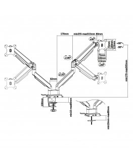 InLine desk mount w/ lift and USB/Audio, 2 monitors up to 81cm (32"),black