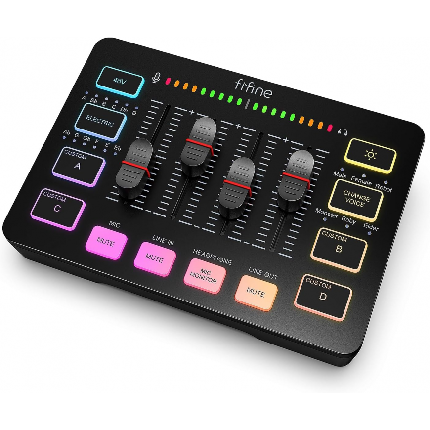 Fifine SC3 helimikser RGB | Voogesitus | XLR | 48V | Hääle must – 2