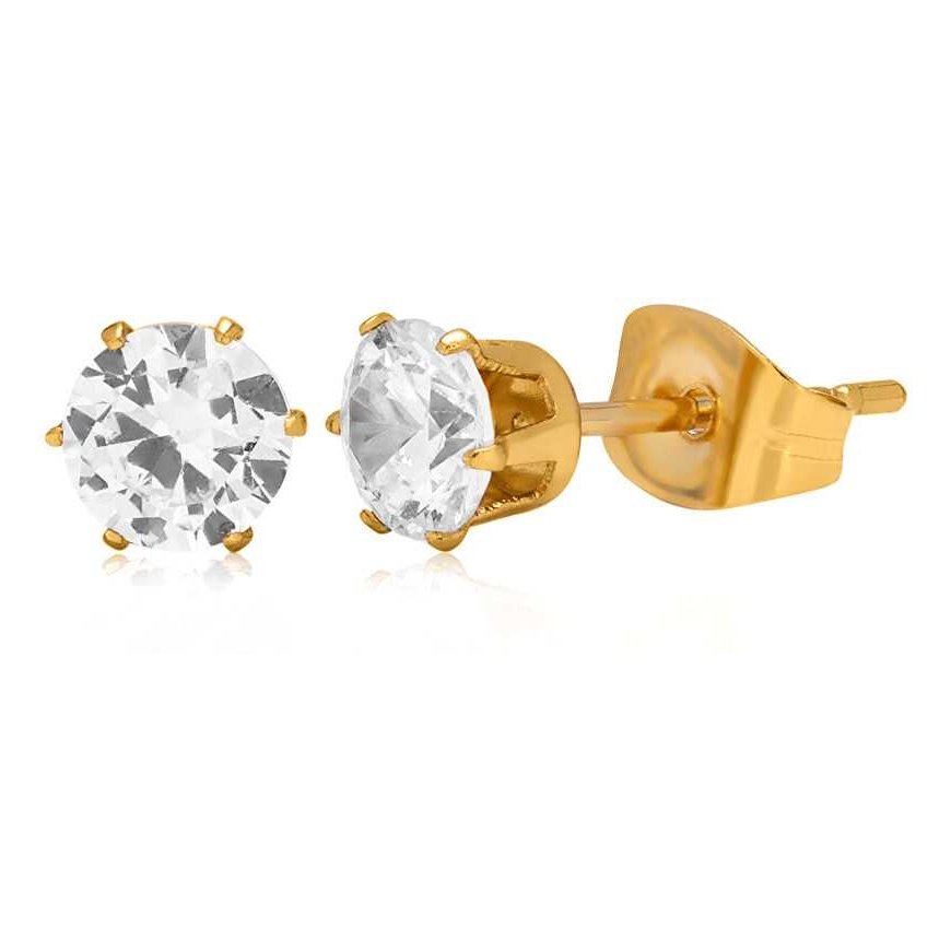 Shiny gold-plated earrings with crystals