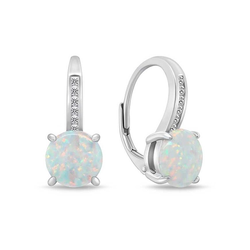 Brilio Silver Brilio Silver Decent silver earrings with zircons and synthetic opals EA932W