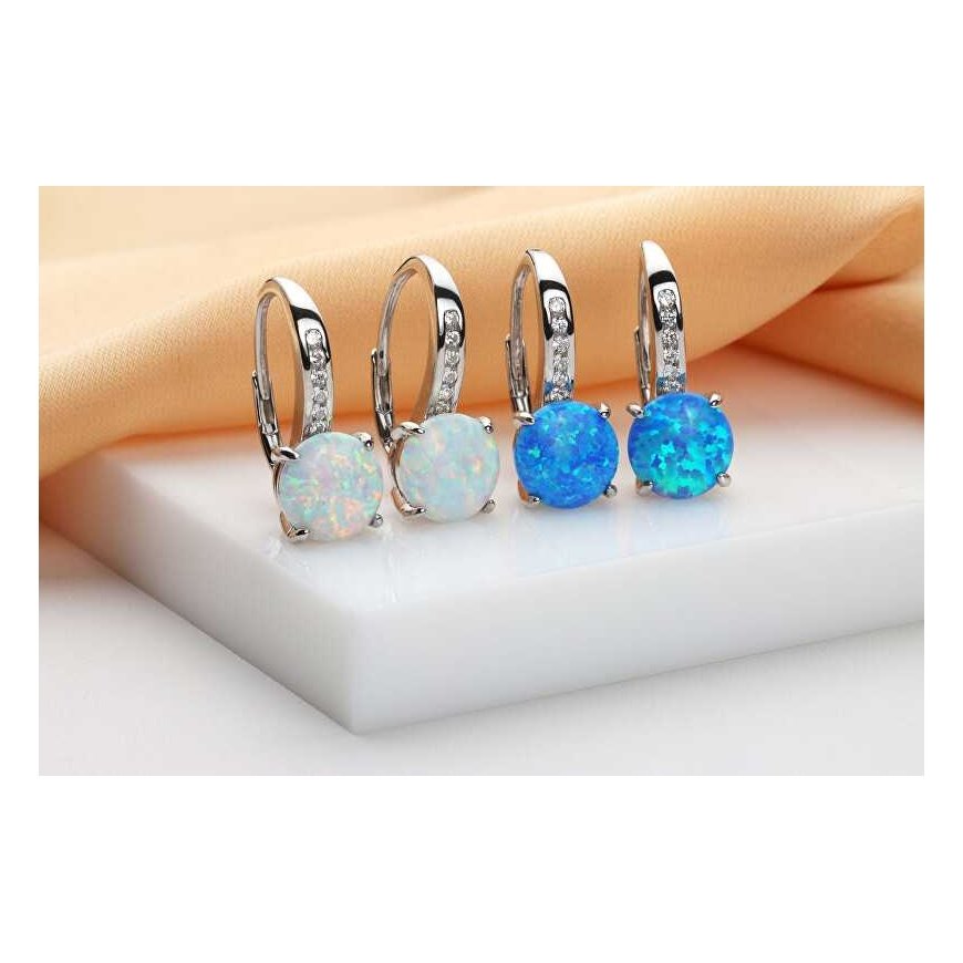 Brilio Silver Brilio Silver Decent silver earrings with zircons and synthetic opals EA932W – 3