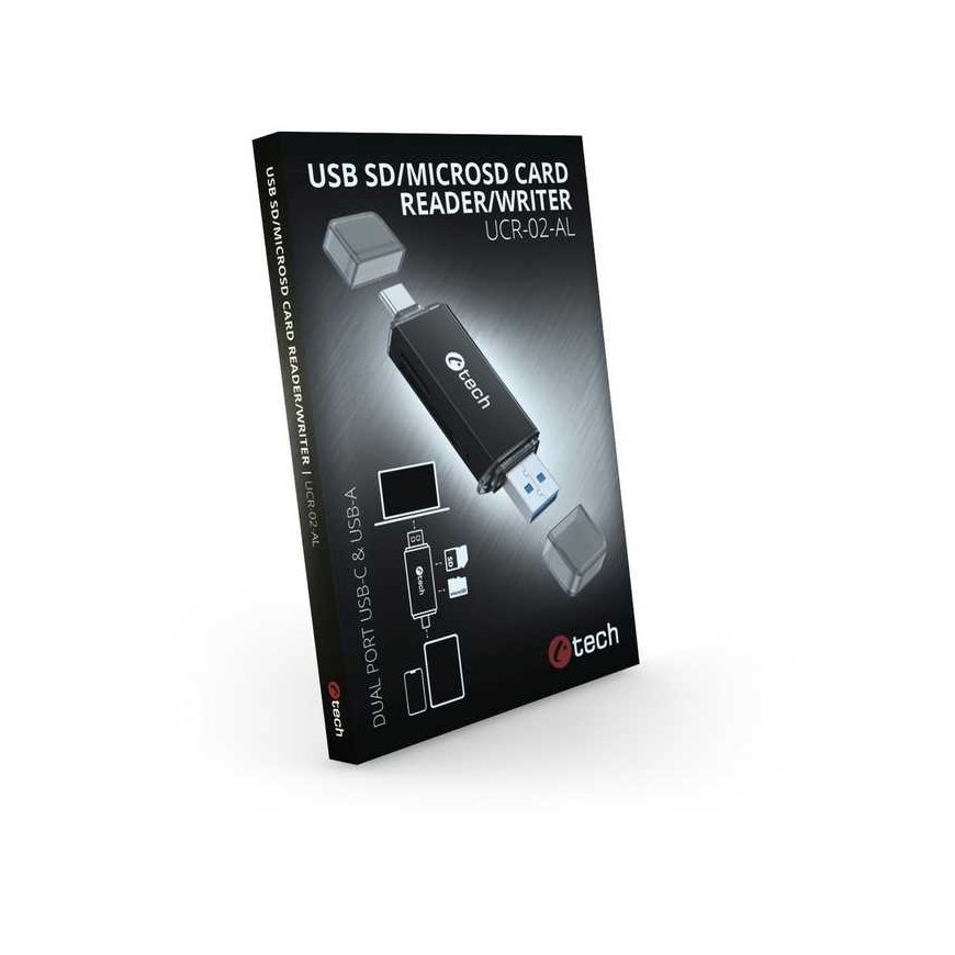 C-tech UCR-02-AL, USB 3.0 Tüüp A / C Tüüp, SD / mikro SD – 2