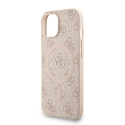 Guess PU Leather 4G Colored Ring Strap MagSafe case for Apple iPhone 14 in pink color