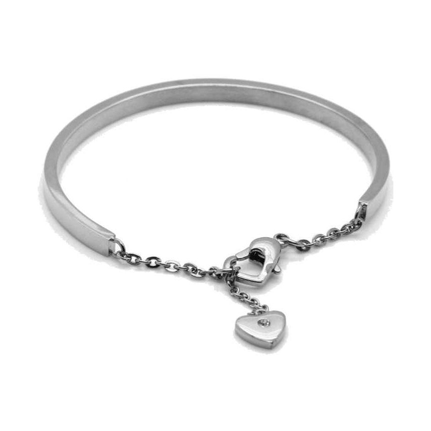 Romantic steel bracelet with heart KBS-151-SIL
