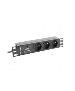 Lanberg PDU-03E-0200-BK toitejaotuskomponent (PDU) 3 vahelduvvoolu kontakt 1U Must