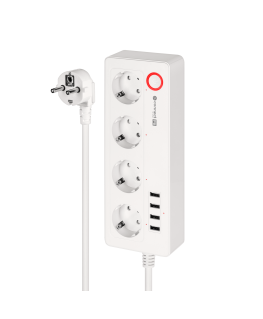 Jungiklis jungiamas į tinklą Kruger & Matz, 4 vokiečių tipo lizdai ir 4xUSB 2100 mA Connect P6 Tuya
