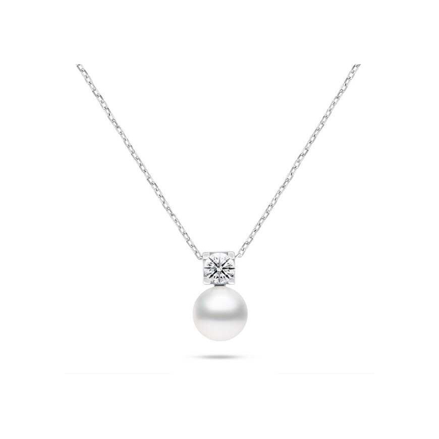 Brilio Silver Silver necklace with real pearls and cubic zirconia NCL212W