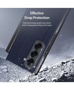 Dux Ducis BRIL vāciņš ar pildspalvas turētāju Samsung Galaxy Z Fold SE/W25 zilā krāsā