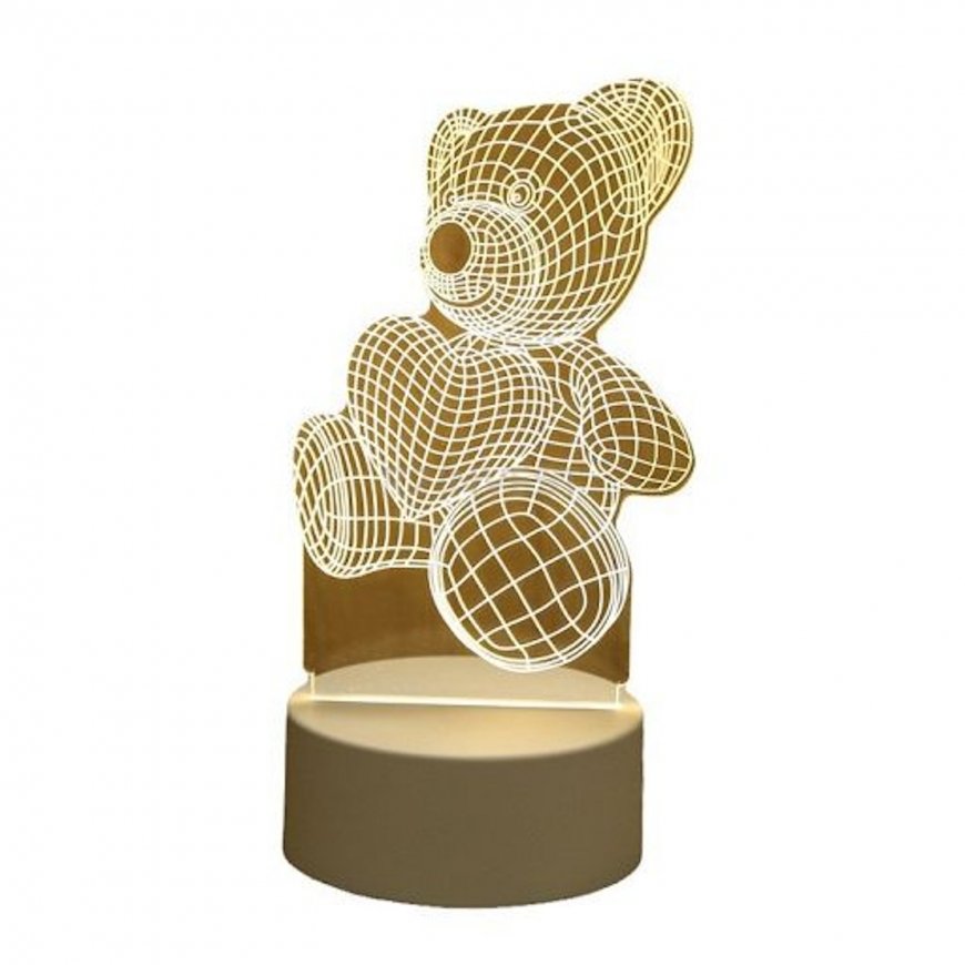 Elight ILU 3D Illusion LED Night Lamp with heart Teddy Bear Warm