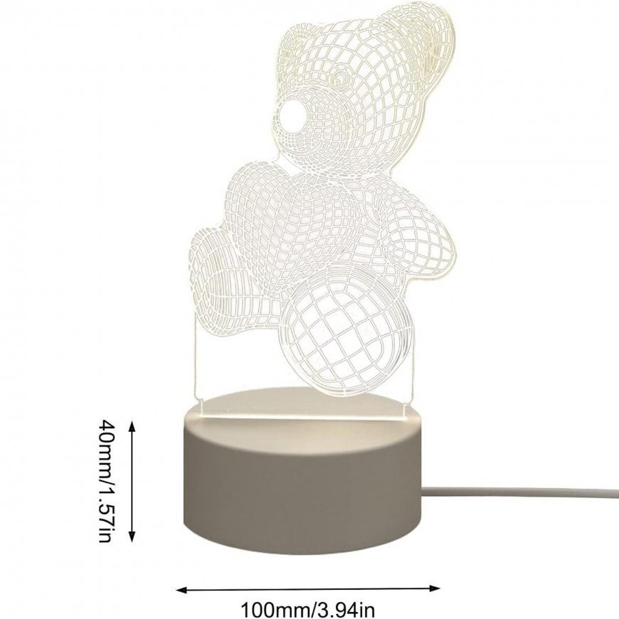 Elight ILU 3D Illusion LED Yölamppu sydän Teddy Karhu Lämmin – 5