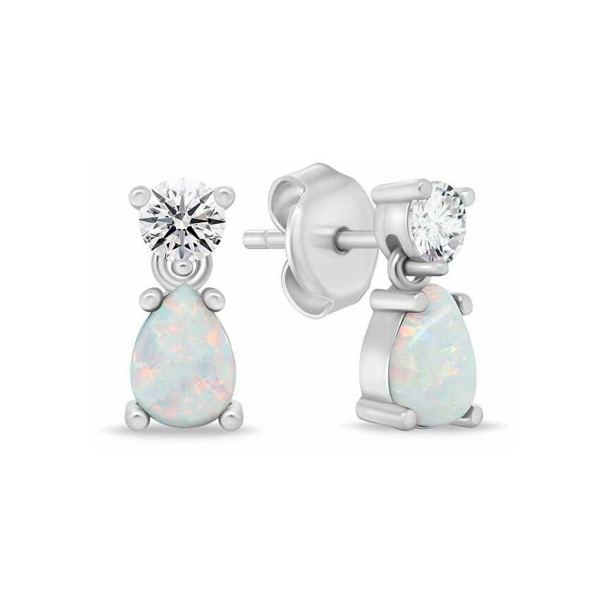 Brilio Silver Modern silver earrings with synthetic opals EA1187W