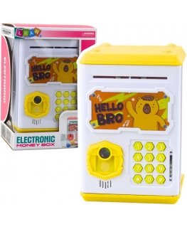 Lean Toys Elektroninė Seifas ATM Kiaulių Bankas su PIN vaikams Kapibara Geltona