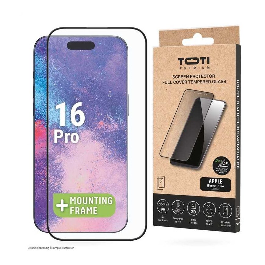 Toti Premium PREMIUM TEMPERED screen protector glass 3D full cover for Apple iPhone 16 Pro – 3