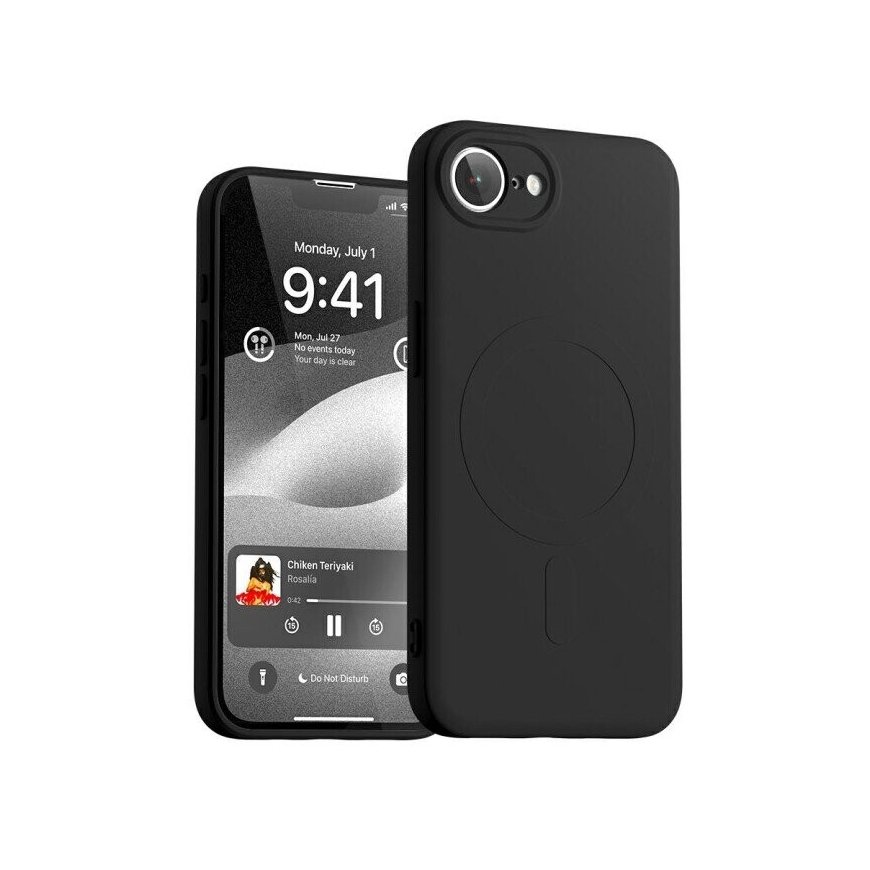 Juodas Mercury Semi-Silicone MagSafe dėklas iPhone 16e