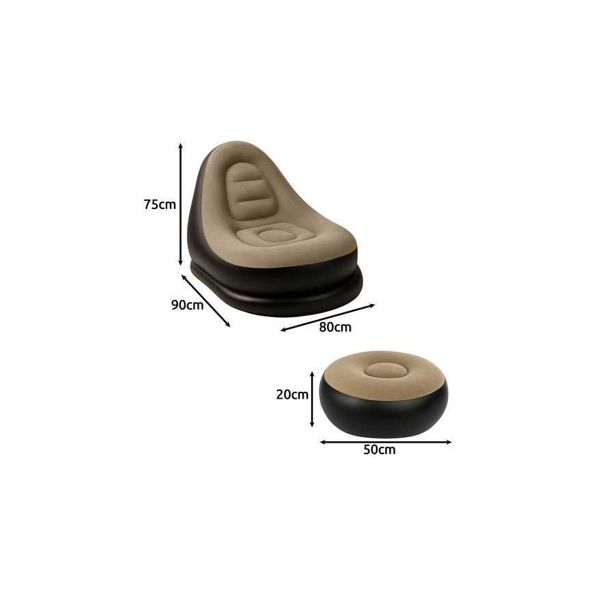 Gardlov Ergonominen puhallettava tuoli jalkatuella, 75x90x80 cm – 4