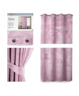 Naktinė užuolaida su žiedais AmeliaHome VELVET 140X245 cm, 1 vnt., spalva: rožinė
