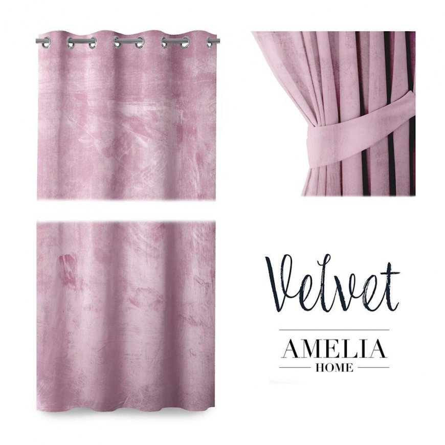 Yöverho renkailla AmeliaHome VELVET 140X245 cm, 1 kpl, väri: vaaleanpunainen – 5