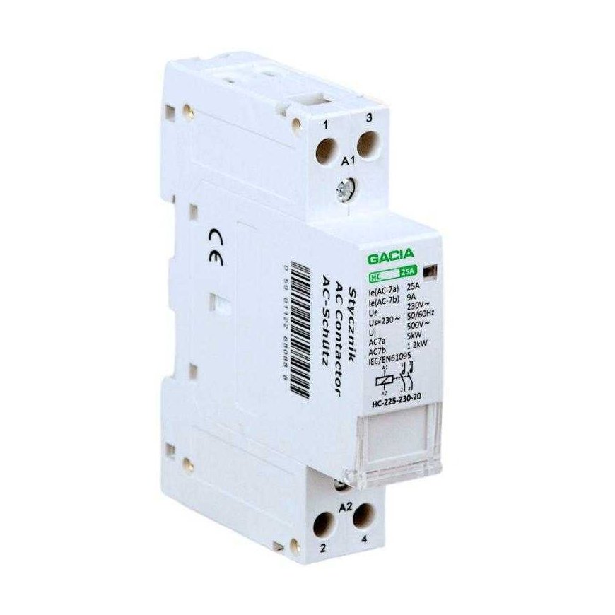 Modulaarne kontaktor, 2 pola, 1P/2T/25A 2NO 230V, GACIA HC, 2P/25A 2NO 230V