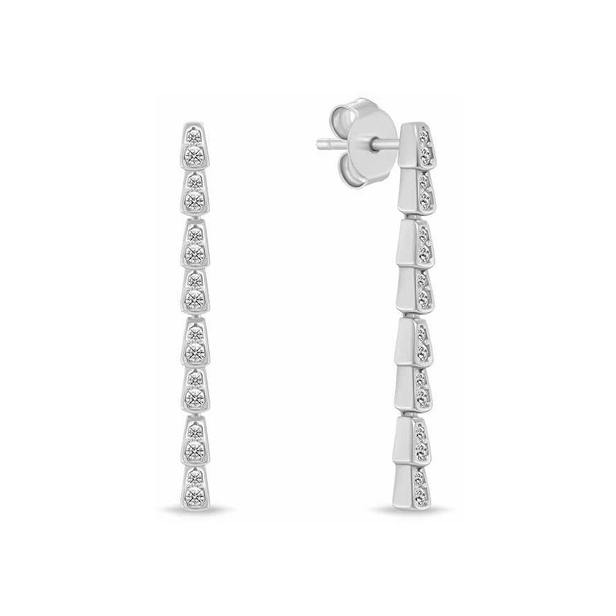Brilio Silver Luxurious silver dangling earrings with zirconia EA1191W