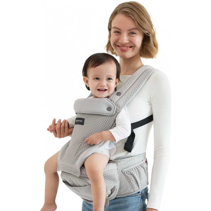 MOMCOZY BABY CARRIER MOVE2FIT 2IN1 WITH HIP SEAT, WITH MESH, GRAY
