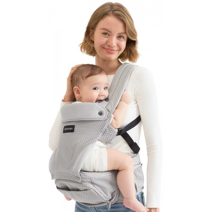 MOMCOZY BABY CARRIER MOVE2FIT 2IN1 WITH HIP SEAT, WITH MESH, GRAY – 2