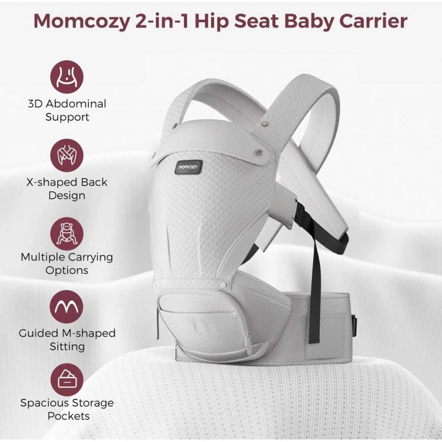 MOMCOZY BABY CARRIER MOVE2FIT 2IN1 WITH HIP SEAT, WITH MESH, GRAY – 3