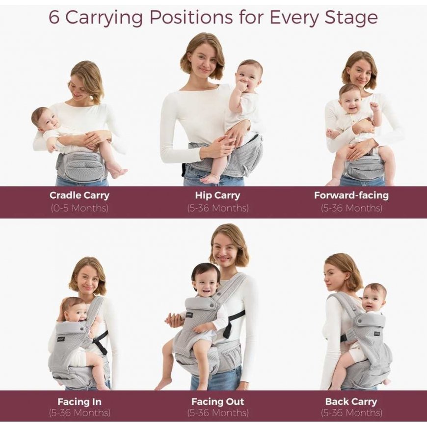 MOMCOZY KŪDIKIŲ NEŠIOKLĖ MOVE2FIT 2IN1 SU KLUBŲ SĖDYNE, SU TINKLELIU, PILKA – 5