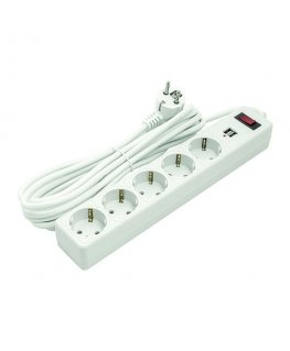 Pistorasia EXD Kotitalous jatkojohto 5m, 5 pistorasiaa, 2xUSB, kytkimellä