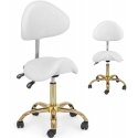 Physa MANNHEIM white golden saddle-shaped cosmetic chair with adjustable backrest Physa MANNHEIM white golden saddle-shaped cosmetic chair with adjustable backrest