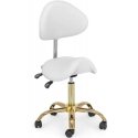 Physa MANNHEIM white golden saddle-shaped cosmetic chair with adjustable backrest Physa MANNHEIM white golden saddle-shaped cosmetic chair with adjustable backrest