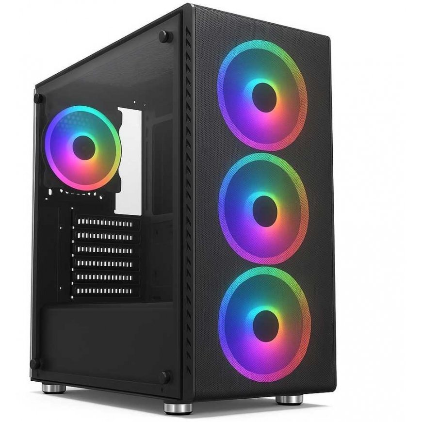 1st Cool 1stCOOL case RAINBOW 4, medium-sized tower, AU, USB 3.0, 4x 120 mm RGB fans, black