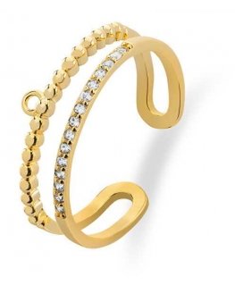 Modern gold-plated ring with zirconia VBR0118G