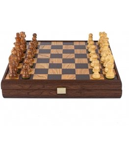 Chess Set - Manopoulos Walnut Plywood 35x35cm Staunton Pieces 7.6cm King