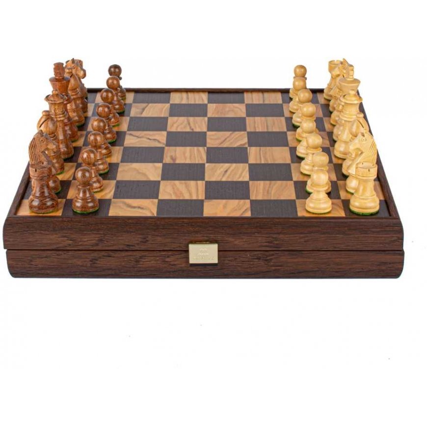 Shakkisetti - Manopoulos Alvamedian Puu 35x35cm Staunton Figuurit 7.6cm Kuningas