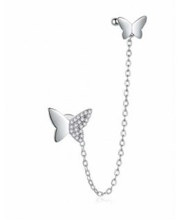 Moiss Dvigubi silver earrings with a butterfly E0004280